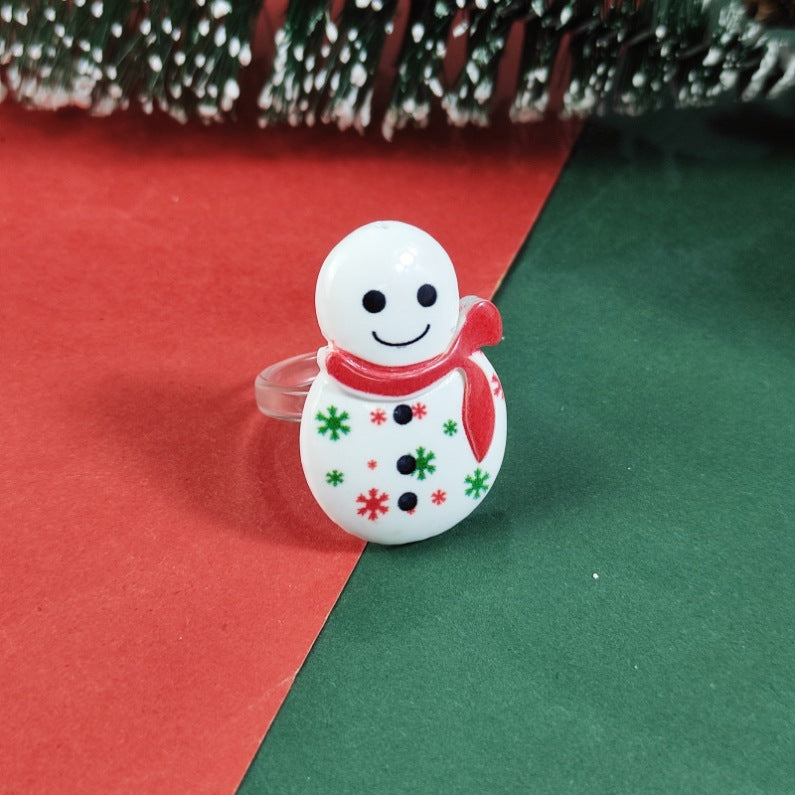 Wholesale 10PCS Christmas Cute Cartoon Santa Claus Snowman Acrylic Ring